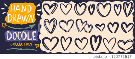 Hand drawn doodle set of hearts Hand drawn doodle set of hearts 133775617