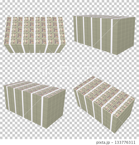 經濟插畫素材-成疊的鈔票,新版鈔票,逼真的10000日元,10億日元,平鋪堆疊(2),切割好的四片套裝(2) 經濟插畫素材-成疊的鈔票,新版鈔票,逼真的10000日元,10億日元,平鋪堆疊(2),切割好的四片套裝(2) 133776311