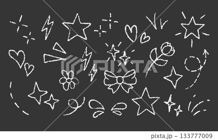 Outline crayon doodle elements hand drawn with black pencil. Outline crayon doodle elements hand drawn with black pencil. 133777009