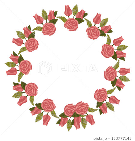 A wreath of light pink roses on a stem for your design.  133777143
