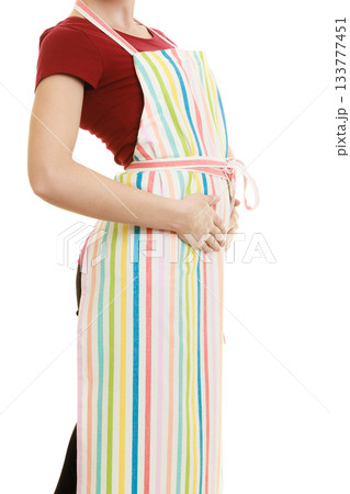 housewife in kitchen apron isolated 133777451