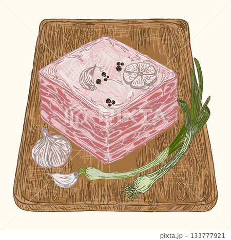 a piece of salami sausage 133777921