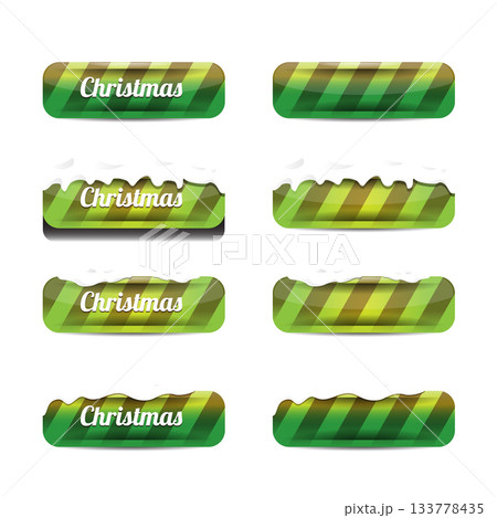 Christmas vector green glossy buttons set isolated on white background. Web green christmas sale buttons with snow, snow flakes, ice border. Winter button collection Christmas vector green glossy buttons set isolated on white background. Web green christmas sale buttons with snow, snow flakes, ice border. Winter button collection 133778435