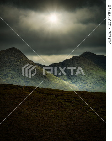 The horizon beneath a cloudy sky. Ireland. 133778720