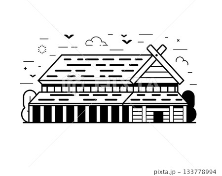 Traditional Medieval Scandinavian House in Line Traditional Medieval Scandinavian House in Line 133778994