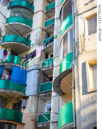 Old house facade. Households in Asia. Balconies and architecture of Batumi. Old house facade. Households in Asia. Balconies and architecture of Batumi. 133779104
