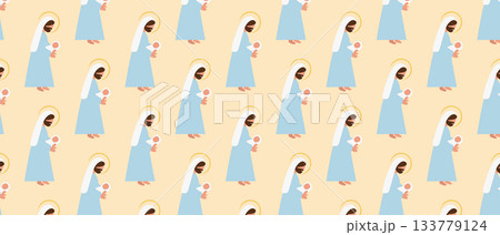 Cute Seamless Pattern with Joseph Holding Baby Jesus Nativity Cartoon Illustration for Kids Extended Keywords: Cute Seamless Pattern with Joseph Holding Baby Jesus Nativity Cartoon Illustration for Kids Extended Keywords: 133779124