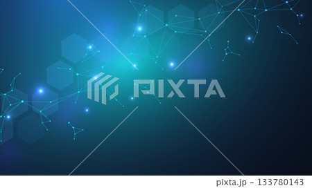 Global network connection website header or banner design. Abstract background with connecting dots and lines. Global business. Social network communication. Internet technology. Vector illustration 133780143