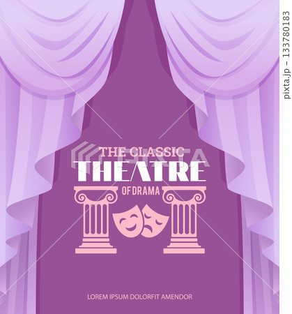 Theatre poster. luxury curtains for theatre. vector placard Theatre poster. luxury curtains for theatre. vector placard 133780183