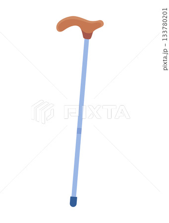 Illustration of a Stylish Walking Cane Featuring a Blue Shaft Design 133780201
