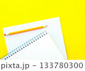White notebook with spring, checkered notebook and pencil. 133780300