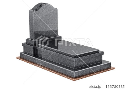 Dark granite tombstone with pedestal, 3d rendering 133780585