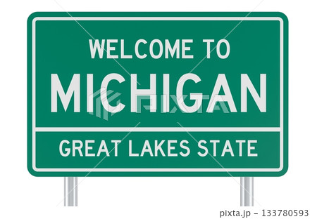 Welcome to Michigan, road sign. 3d rendering 133780593