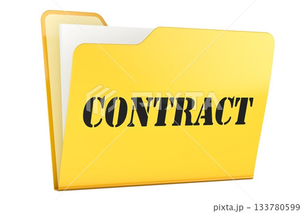Contract, yellow folder with documents. 3d rendering 133780599