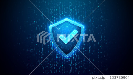 Cuber security background. Digital shield icon protecting cyber data 133780904