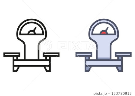 Black icon of grocery scales in a store. 133780913