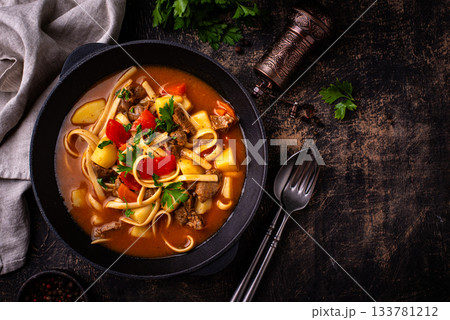 Lagman with beef and vegetables Lagman with beef and vegetables 133781212