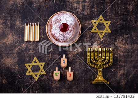 Traditional Jewish holiday Hanukkah background 133781432