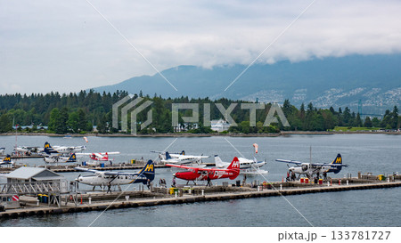 Vancouver, Canada - May 29, 2019: De Havilland Canada DHC-2 seaplane. Havilland Canada plane in seaplane terminal. Vancouver harbor airport. Seaplane tour. Plane waterfront station Vancouver, Canada - May 29, 2019: De Havilland Canada DHC-2 seaplane. Havilland Canada plane in seaplane terminal. Vancouver harbor airport. Seaplane tour. Plane waterfront station 133781727