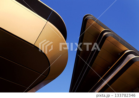 Masarycka MSD Masaryk Station Development office and retail building by Zaha Hadid Architects with golden facade on November 19, 2025 in Prague, Czech Republic. Masarycka MSD Masaryk Station Development office and retail building by Zaha Hadid Architects with golden facade on November 19, 2025 in Prague, Czech Republic. 133782346