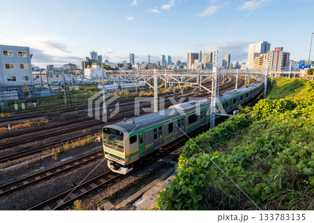 【湘南新宿ライン】早朝の東京方面へ向かう列車 133783135