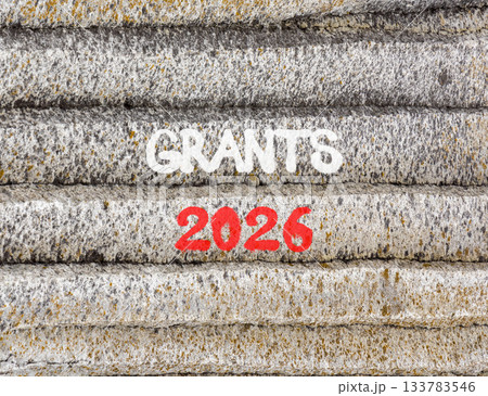 Grants 2026 symbol. Concept words Grants 2026 on beautiful grey mountain wall. Beautiful grey mountain wall background. Business and grants 2026 concept. Copy space. Grants 2026 symbol. Concept words Grants 2026 on beautiful grey mountain wall. Beautiful grey mountain wall background. Business and grants 2026 concept. Copy space. 133783546