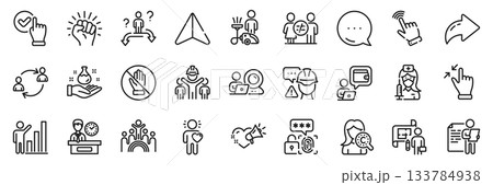 Presentation time, Discrimination and Engineering team line icons pack. Share, Message, Paper plane icons. Love message, Business choice, Biometric security web icon. Vector Presentation time, Discrimination and Engineering team line icons pack. Share, Message, Paper plane icons. Love message, Business choice, Biometric security web icon. Vector 133784938