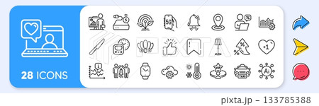 Partnership, Friends chat and Power bank line icons. Interest rate, AI generate, Inflation icons. Pack of Operational excellence, Taxi, Online discounts icon. Vector Partnership, Friends chat and Power bank line icons. Interest rate, AI generate, Inflation icons. Pack of Operational excellence, Taxi, Online discounts icon. Vector 133785388