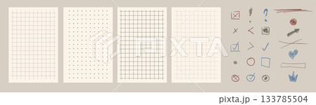 Hand-Drawn Crayon Doodle Elements for Journal Pages 133785504