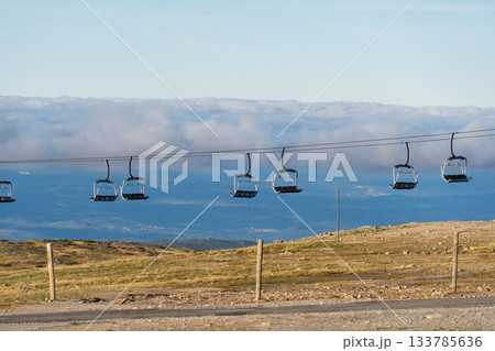 Chairlifts at the Serra da Estrela Ski Resort in Portugal in Autumn Chairlifts at the Serra da Estrela Ski Resort in Portugal in Autumn 133785636