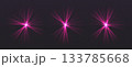 Party laser beams, pink disco show spotlights, concert stage lights. Glowing show lasers. Magic rays for a dance party. 133785668