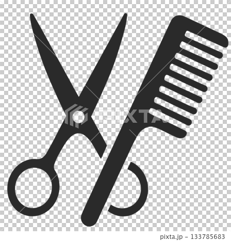 Scissors and comb icon 133785683