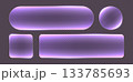 Transparent glass buttons, purple clear banners. Glowing futuristic interface templates for web design. 133785693