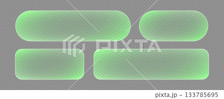Transparent glass buttons, green clear banners. Futuristic interface templates for web design. Transparent glass buttons, green clear banners. Futuristic interface templates for web design. 133785695