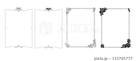 モノクロのシンプルな薔薇のフレーム 133785777