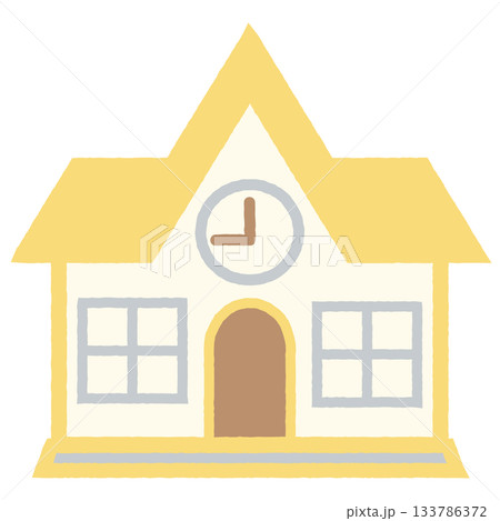 学校の建物2 イラストイメージ イエロー 133786372