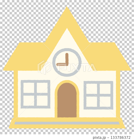 学校の建物2 イラストイメージ イエロー 133786372