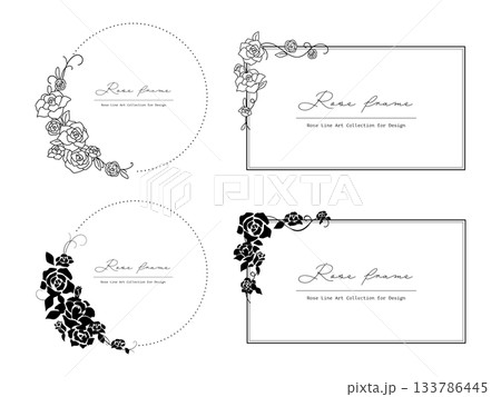 エレガントな薔薇の白黒フレームセット 133786445