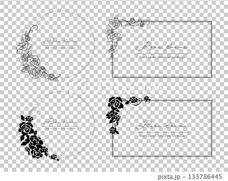 エレガントな薔薇の白黒フレームセット 133786445