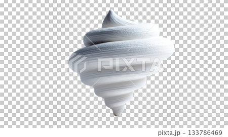 3D illustration of a white whirlwind-like swirl on a transparent background (png) 133786469