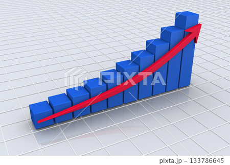 上昇する3Dの矢印と棒グラフ 133786645