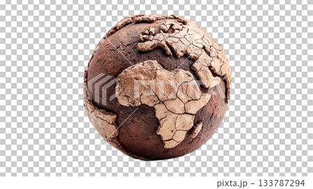透明背景上的乾涸地球圖像的 3D 插圖（png 格式） 133787294