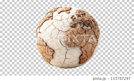 透明背景上的乾涸地球圖像的 3D 插圖（png 格式） 133787297