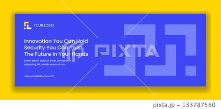 Digital Banking Security Flat Cartoon Templates for a Social Media Cover Illustration 133787580