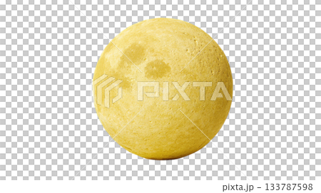 透明背景（png）に月のような黄色の球体の3Dイラスト 133787598