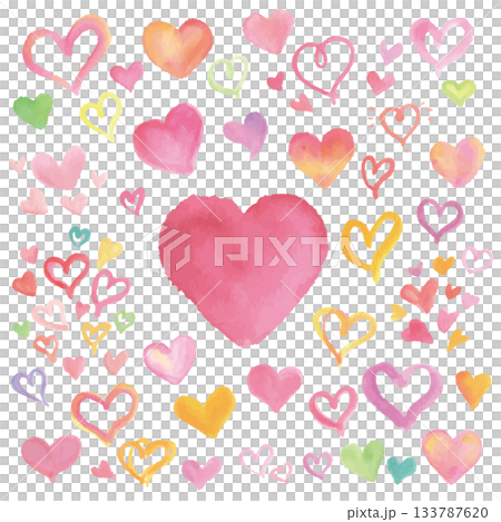 Vector illustration filled with pink watercolor hearts Vector illustration filled with pink watercolor hearts 133787620