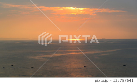 beautiful view of golden sea and sky in the evening, natural background 133787641