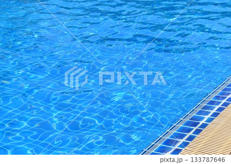 surface of blue swimming pool with water drain surface of blue swimming pool with water drain 133787646