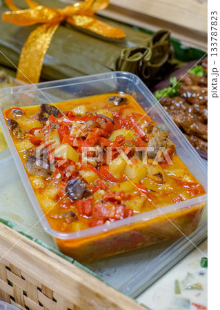 Indonesian Sambal Goreng Ati Ampela in Spicy Coconut Chili Sauce Indonesian Sambal Goreng Ati Ampela in Spicy Coconut Chili Sauce 133787823