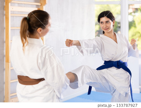 Karate practitioners showcase their techniques 133787927